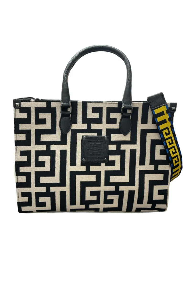 Φωτογραφία προϊόντος: Midneto Leto Beige Black Labyrinth Bag