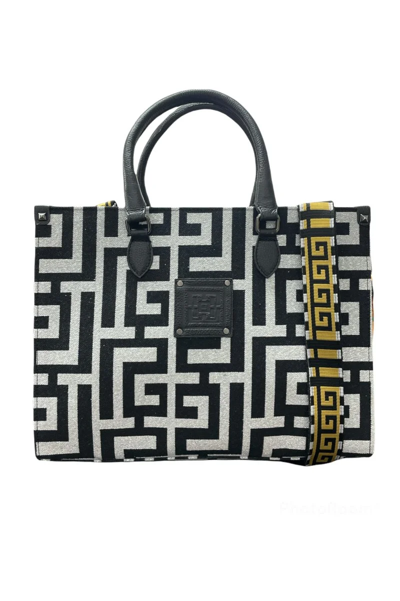 Φωτογραφία προϊόντος: Midneto Leto Silver (Lurex) Black Labyrinth Bag