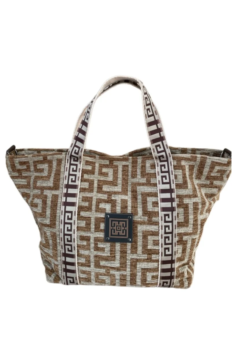 Φωτογραφία προϊόντος: Midneto Efterpe I Light Brown Beige Chenille Labyrinth Bag