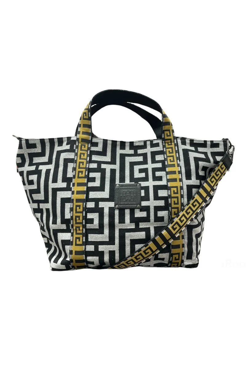 Φωτογραφία προϊόντος: Midneto Efterpe I Silver (Lurex) Black Labyrinth Bag