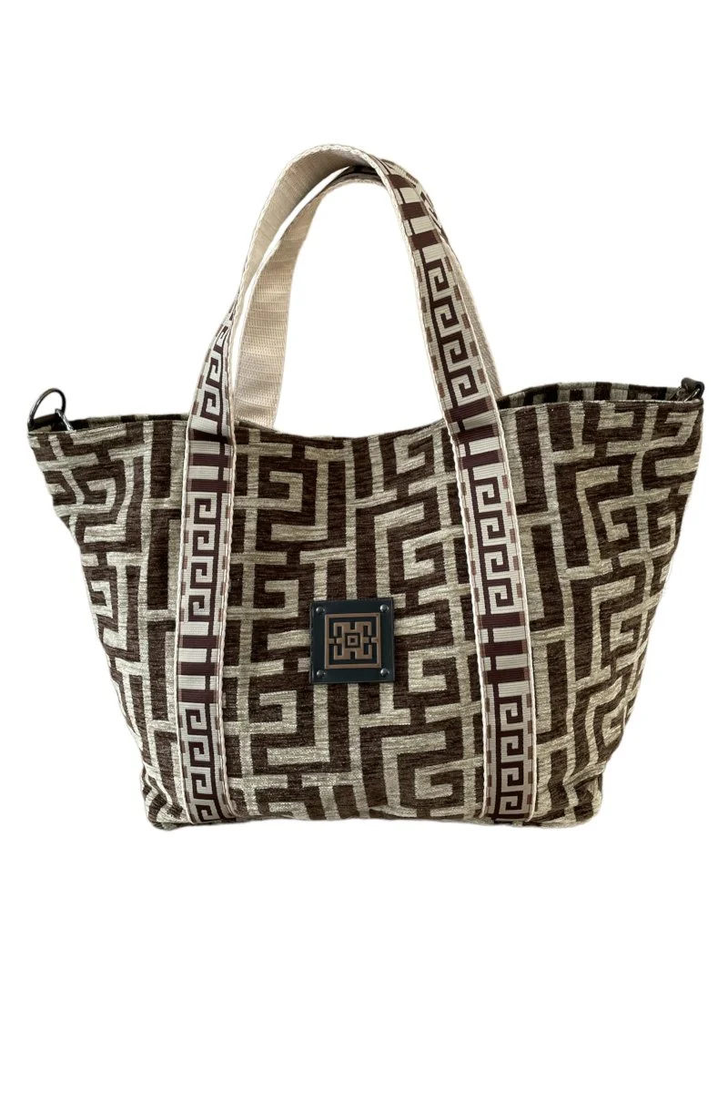 Φωτογραφία προϊόντος: Midneto Efterpe I Dark Brown Beige Chenille Labyrinth Bag