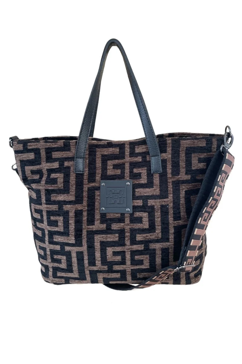 Φωτογραφία προϊόντος: Midneto Calypso Black Brown Chenille Labyrinth Bag