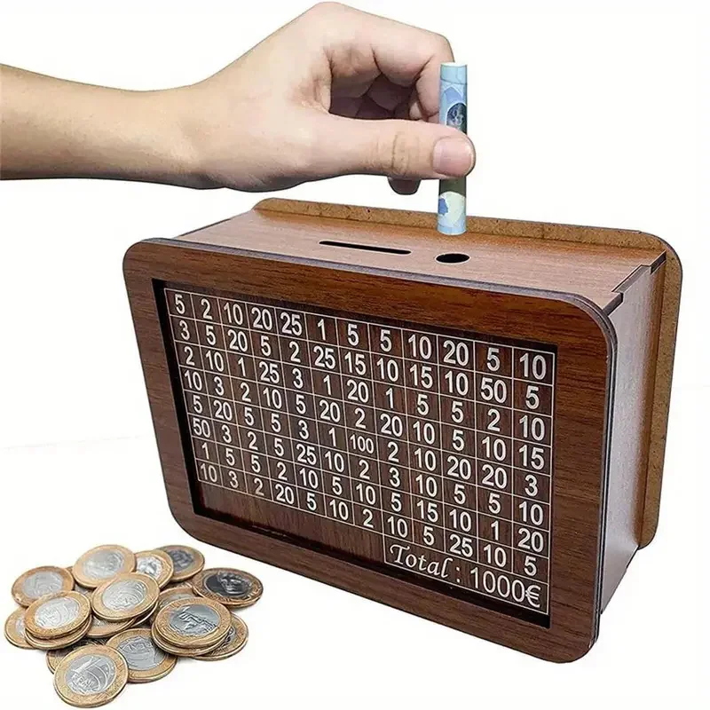 Φωτογραφία προϊόντος: OEM Kakeibo Box Γιαπωνέζικος Κουμπαράς Ξύλινος Ρετρό για Αποταμίευση 1000€ - Καφέ