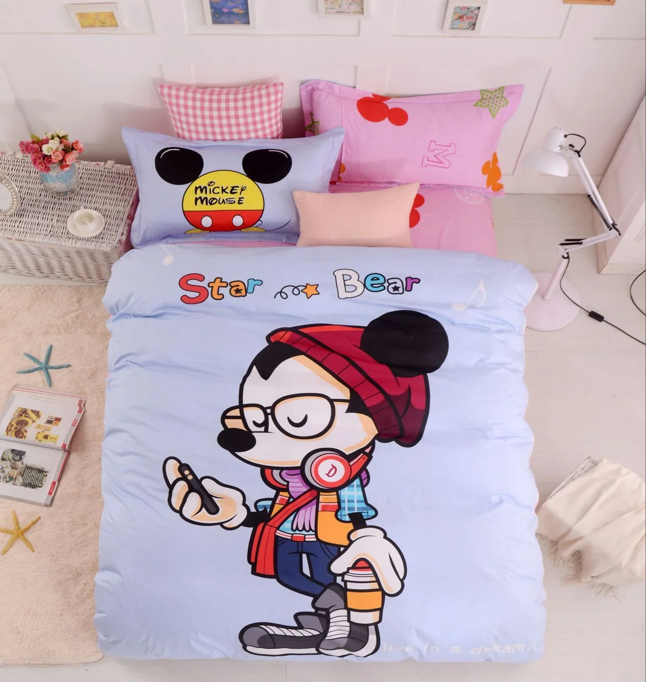 Φωτογραφία προϊόντος: ΣΕΝΤΟΝΙ ΜΟΝΟ 160X220CM MOUSE – BLUE/PINK - MC DECOR