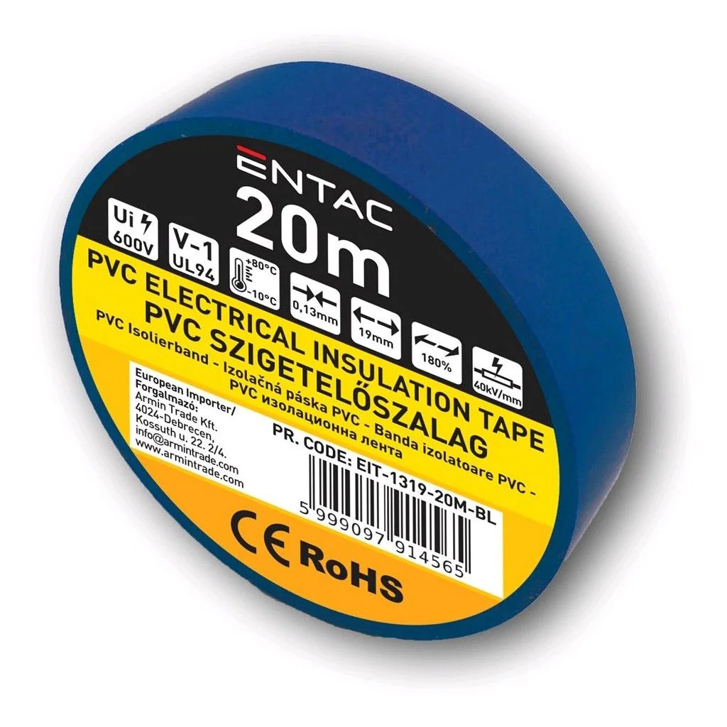 Φωτογραφία προϊόντος: Entac Ταινία 19mm x 20m Μπλε - Μονωτική Ταινία