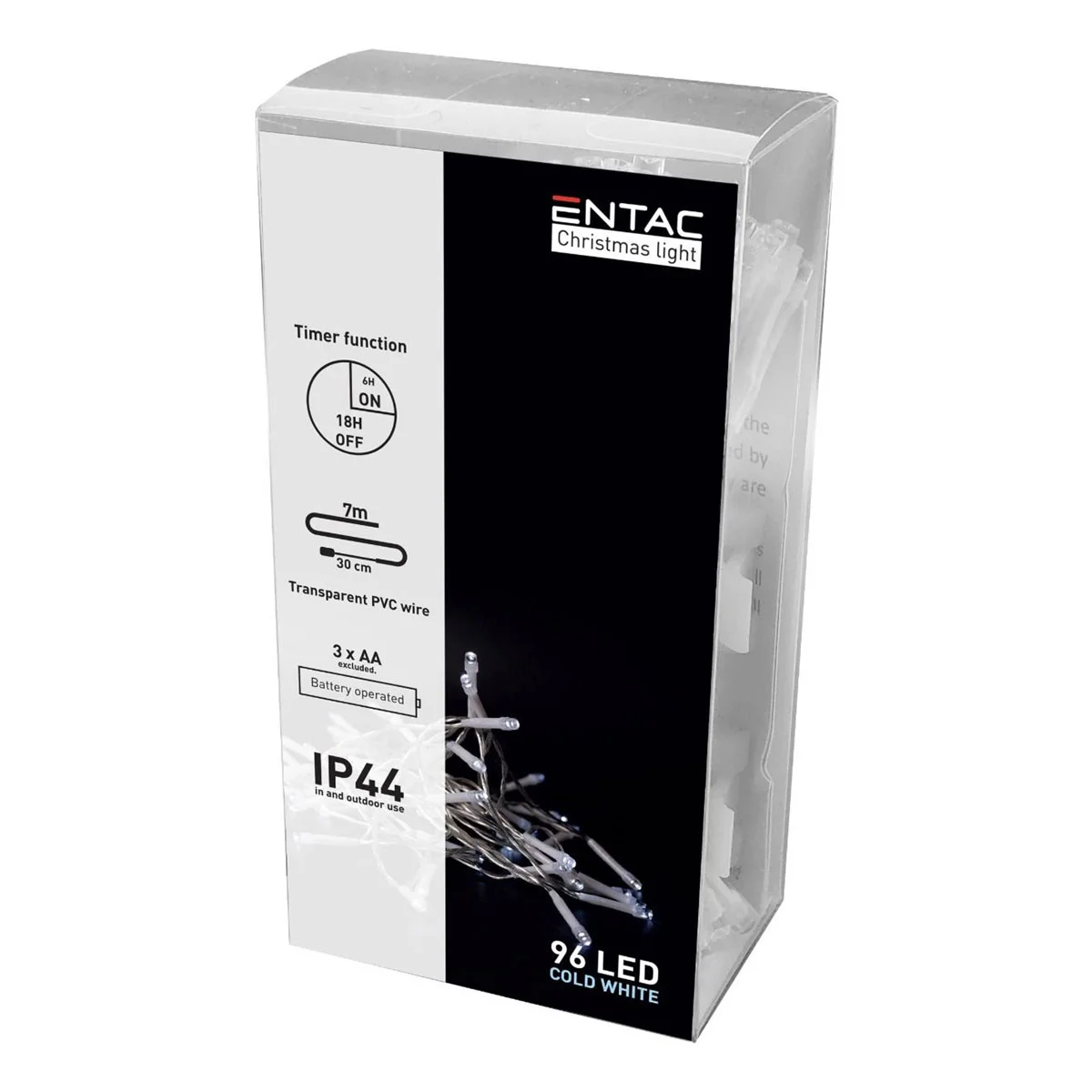 Φωτογραφία προϊόντος: Entac Christmas IP44 96 LED Light With Timer CW 7m - Χριστουγεννιάτικα λαμπάκια