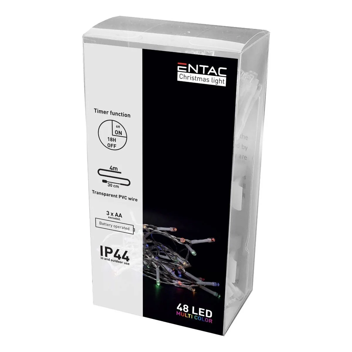 Φωτογραφία προϊόντος: Entac Christmas IP44 48 LED Light With Timer Multicolor 4m - Χριστουγεννιάτικα λαμπάκια