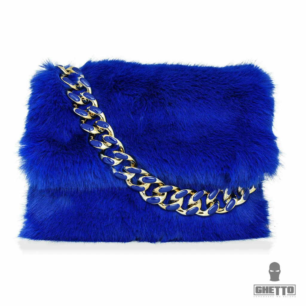 Φωτογραφία προϊόντος: Ghetto Blue Faux Fur Statement Bag | Luxury Chain Shoulder Bag