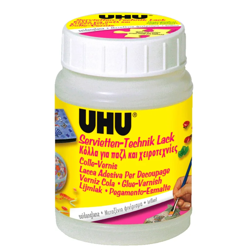 Φωτογραφία προϊόντος: Υγρή Κόλλα UHU Glue Varnish Μεγάλου Μεγέθους 1τμχ 150ml 47435