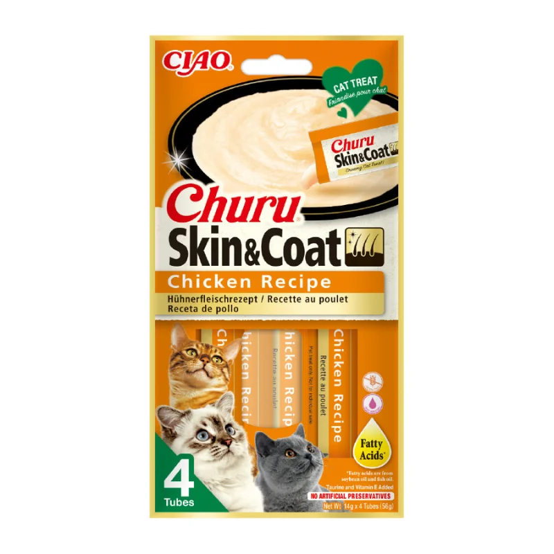 Φωτογραφία προϊόντος: Churu Cat Treats Churu Cat Κρεμώδης Λιχουδιά Skin + Coat με Κοτόπουλο 56 gr