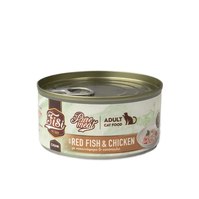 Φωτογραφία προϊόντος: Fisi Pure Meat Cat Adult Κοκκινόψαρο + Κοτόπουλο 170 gr