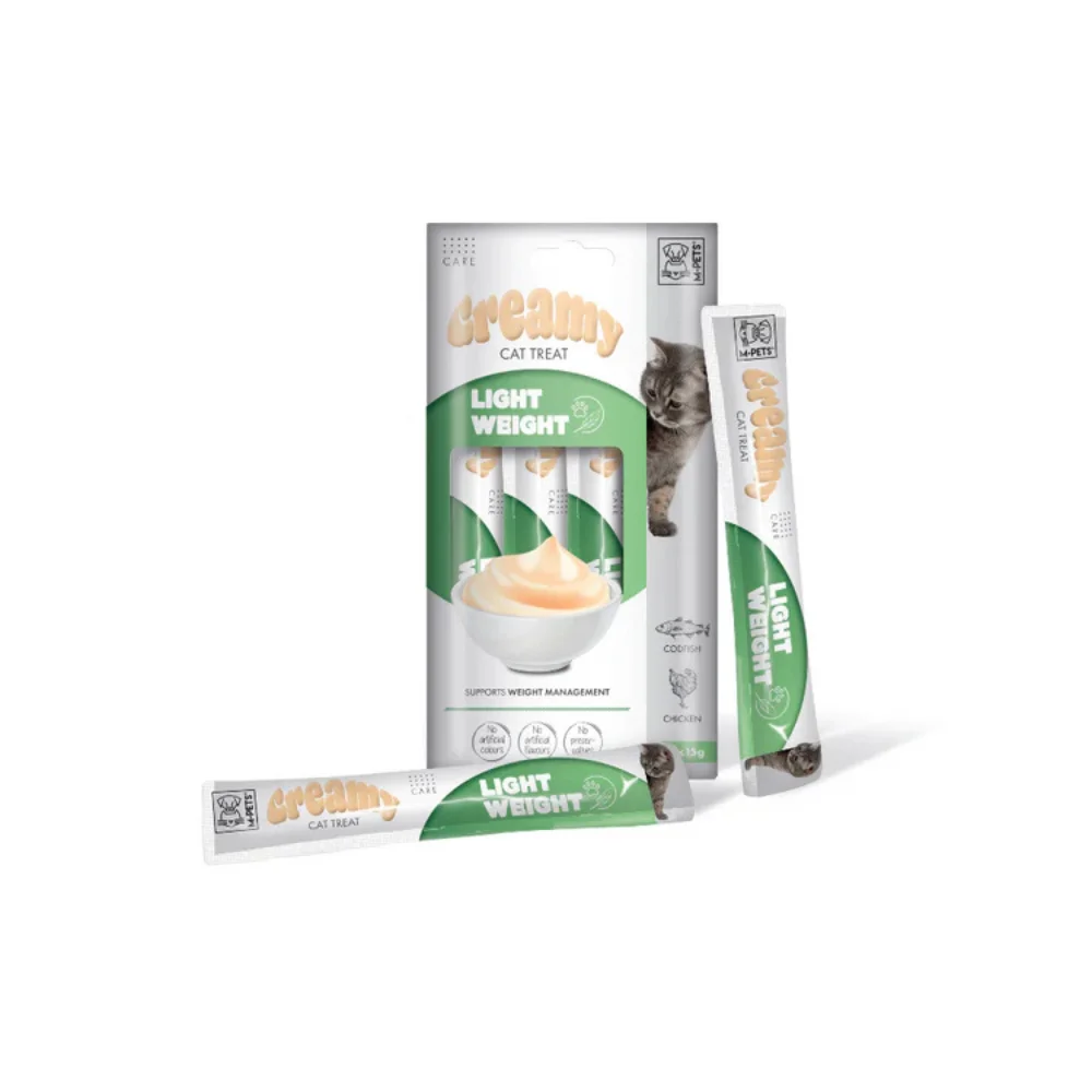 Φωτογραφία προϊόντος: M-Pets Creamy Cat Treat Light Weight 4x15g - Λιχουδιά για Έλεγχο Βάρους
