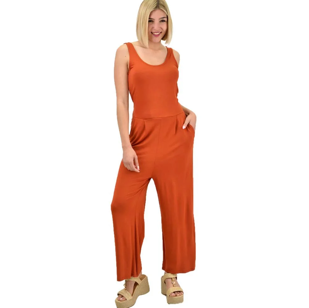 Φωτογραφία προϊόντος: First Woman Ολόσωμη φόρμα zip culotte / Κανελί