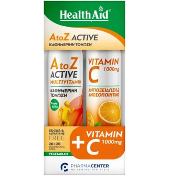 Φωτογραφία προϊόντος: HealthAid Health Aid Promo Pack A to Z Active, 20tabs & Vitamin C 1000mg, 20tabs