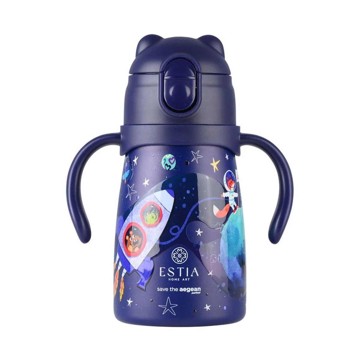 Φωτογραφία προϊόντος: Estia Home Art Estia Bubble Bottle Save The Aegean Παιδικό Παγούρι Θερμός Ανοξείδωτο με Pop-Up Καπάκι Non Spill Solar Jump 300ml