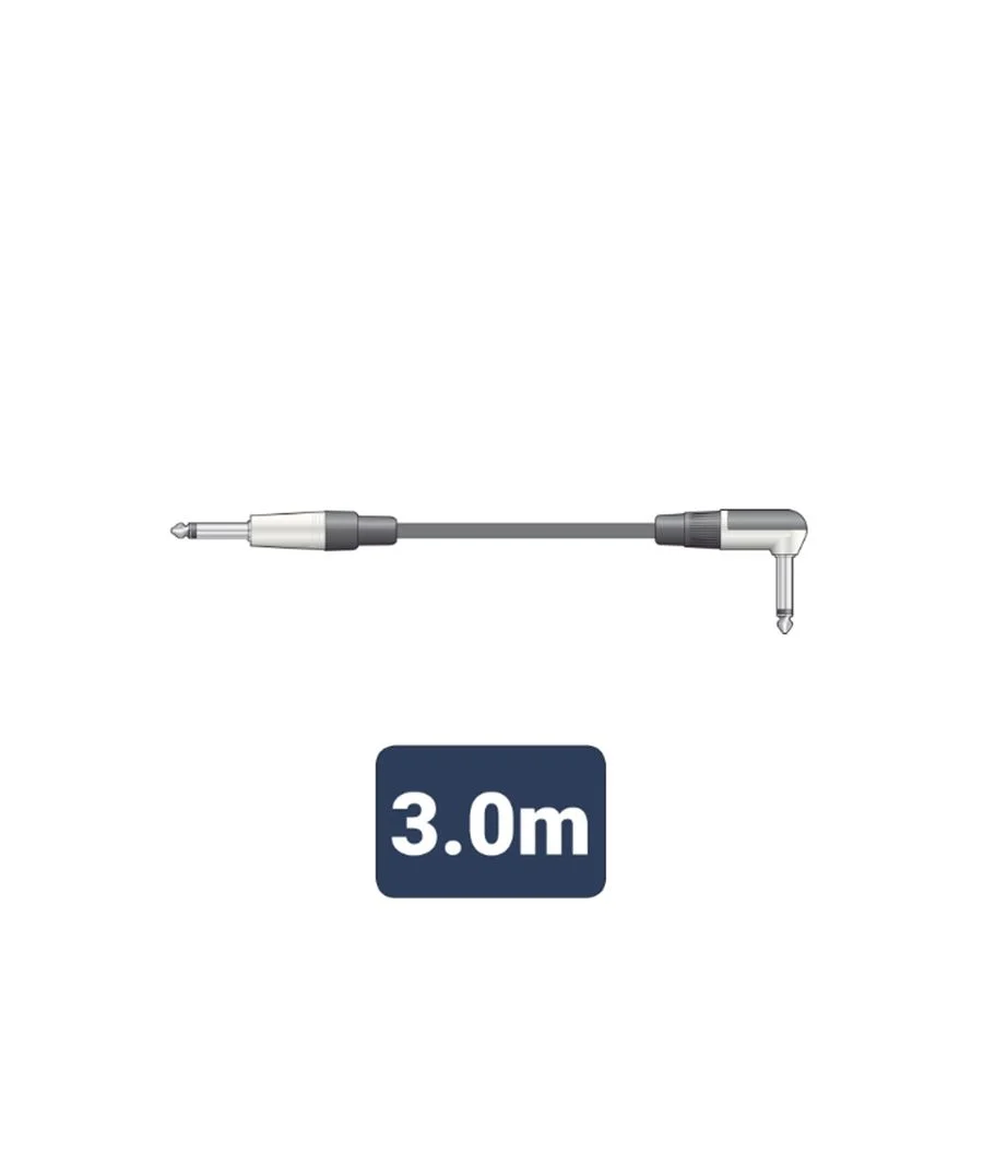 Φωτογραφία προϊόντος: Citronic M6J-90J300 Καλώδιο Κιθάρας σε Ορθή Γωνία 6.3mm Mono Jack Plug - 6.3mm Mono Jack Plug 3m (Τεμάχιο)