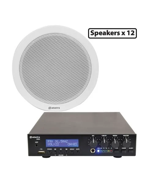 Φωτογραφία προϊόντος: Adastra 12*EC56V+UM90 Πακέτο Background Music με 12 Ηχεία Οροφής 100V και Μίκτη-Ενισχυτή 90W BT/USB (Σετ)