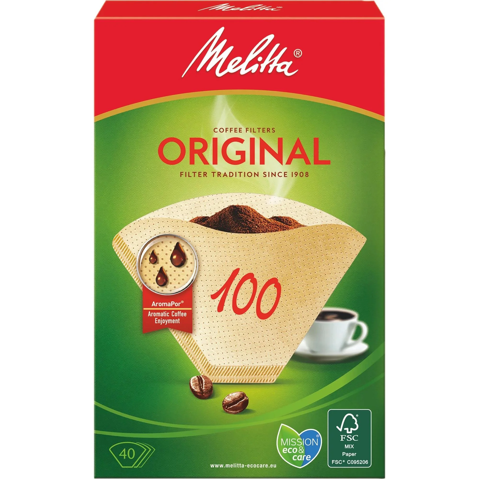 Φωτογραφία προϊόντος: Χάρτινα φίλτρα καφέ melitta original μέγεθος 100 (40 τεμάχια) 6627300 συμβατά με την καφετιέρα melitta aromaboy