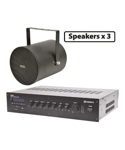 Φωτογραφία προϊόντος: Adastra 3*WSP25B+RM60 Πακέτο Background Music με 3 Ηχεία 100V και Μίκτη-Ενισχυτή 60W Μαύρο (Σετ)