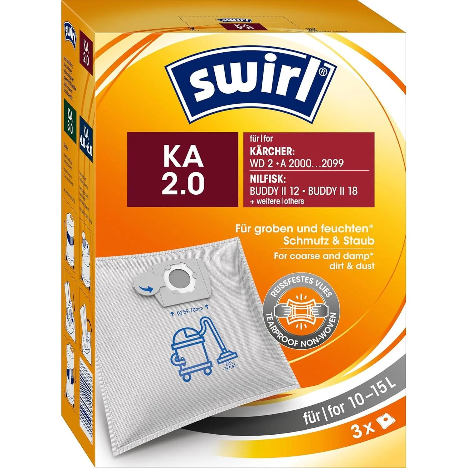 Φωτογραφία προϊόντος: Σακούλες σκούπας swirl KA 2 συμβατές με karcher WD2, A2000, nilfisk buddy II