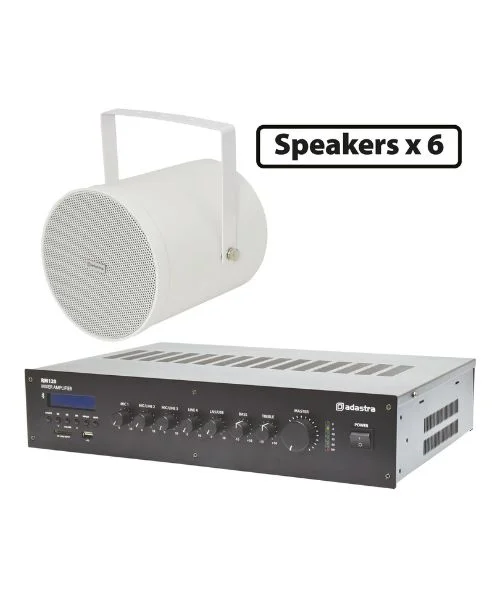 Φωτογραφία προϊόντος: Adastra 6*WSP25W+RM120D Πακέτο Background Music με 6 Ηχεία 100V και Μίκτη-Ενισχυτή 120W Λευκό (Σετ)