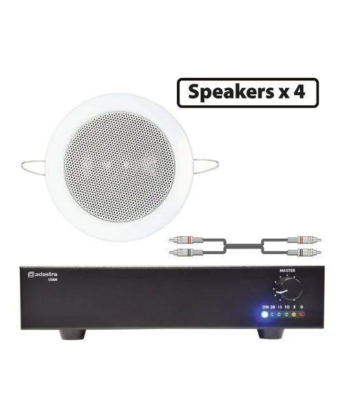 Φωτογραφία προϊόντος: Adastra 4*EC36V+US60 Πακέτο Background Music με 4 Ηχεία Οροφής 100V και Τελικό Eνισχυτή 60W (Σετ)