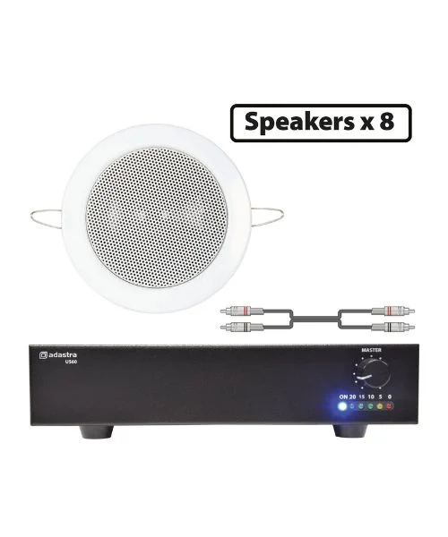 Φωτογραφία προϊόντος: Adastra 8*EC36V+US60 Πακέτο Background Music με 8 Ηχεία Οροφής 100V και Τελικό Eνισχυτή 60W (Σετ)