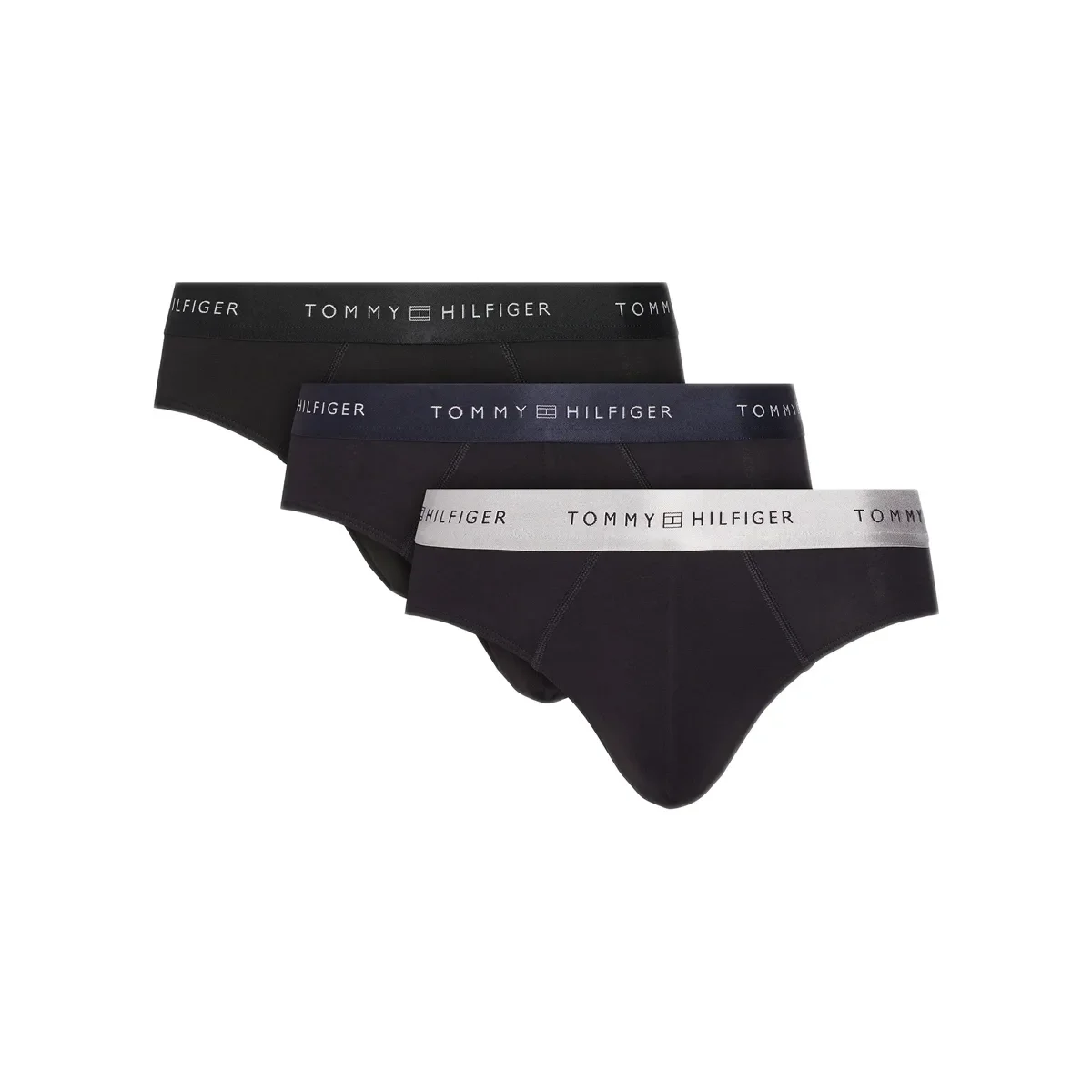 Φωτογραφία προϊόντος: Tommy Hilfiger Ανδρικό Slip Metallic Waistband - Τριπλό Πακέτο, Χρώμα Blk-Des Sky-Silver