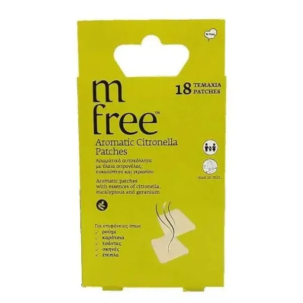 Φωτογραφία προϊόντος: M-Free M free Aromatic Citronella Patches Αρωματικά Αυτοκόλλητα Επιθέματα Με Σιτρονέλα 18 Τεμάχια