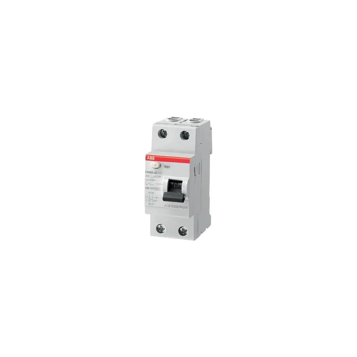 Φωτογραφία προϊόντος: Abb FH202AC-63/0.03 Ρελέ Ράγας Διαρροής 63A Διπολικό με Τάση 400V 2Χ63Α 30mΑ 26212