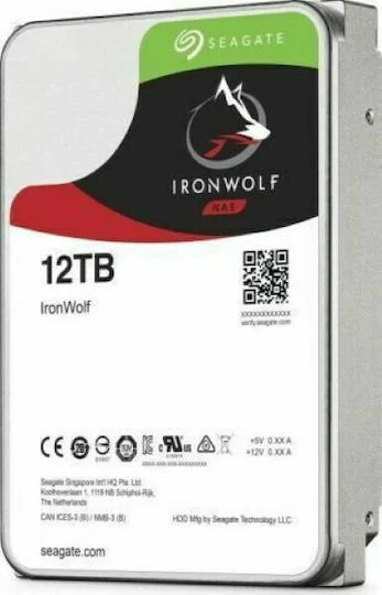 Φωτογραφία προϊόντος: Seagate IronWolf Nas 12TB HDD Σκληρός Δίσκος 3.5" SATA III 7200rpm με 256MB Cache για NAS ST12000VN0008 0763649121757,8719706004350<