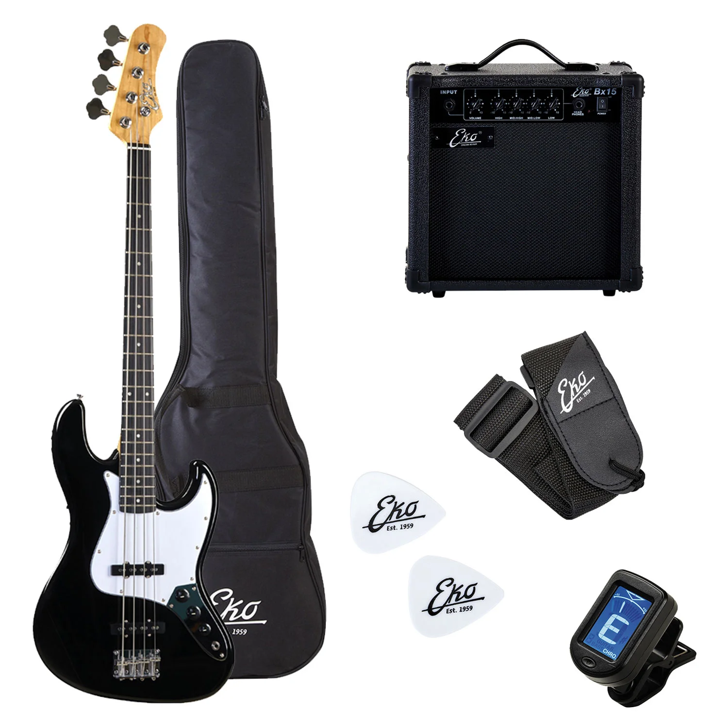 Φωτογραφία προϊόντος: Eko Guitars EB29 Black Pack - Σετ ηλεκτρικού μπάσου