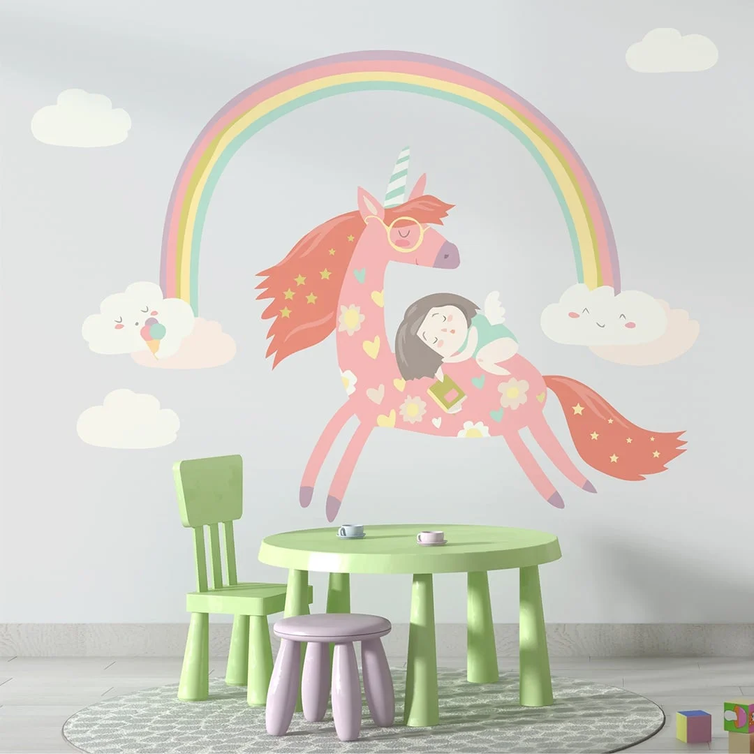 Φωτογραφία προϊόντος: Αυτοκόλλητο Τοίχου - Unicorn Rainbow