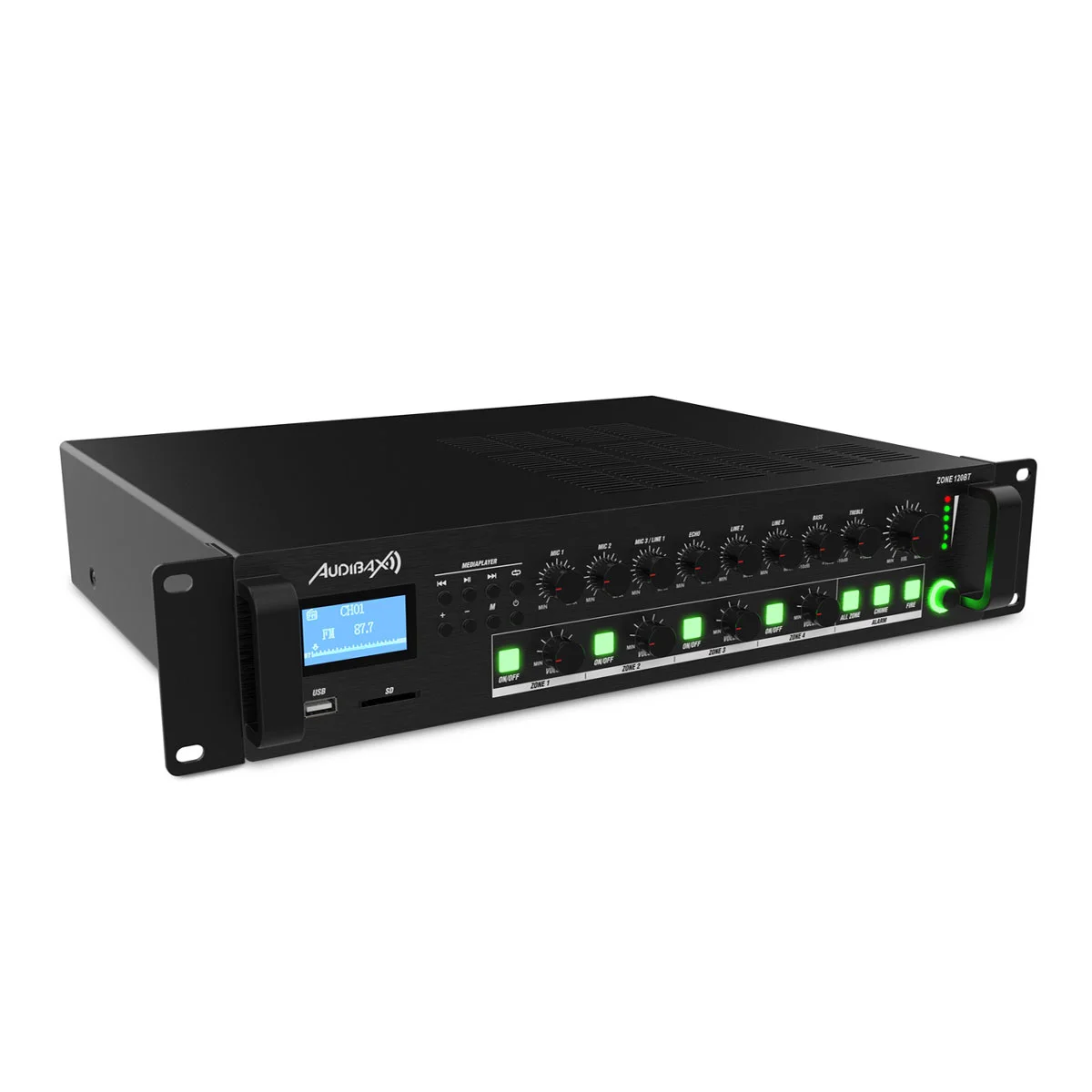 Φωτογραφία προϊόντος: Audibax ZONE 120BT - Bluetooth Μίκτης - Ενισχυτής 4 καναλιών 100V 120W RMS