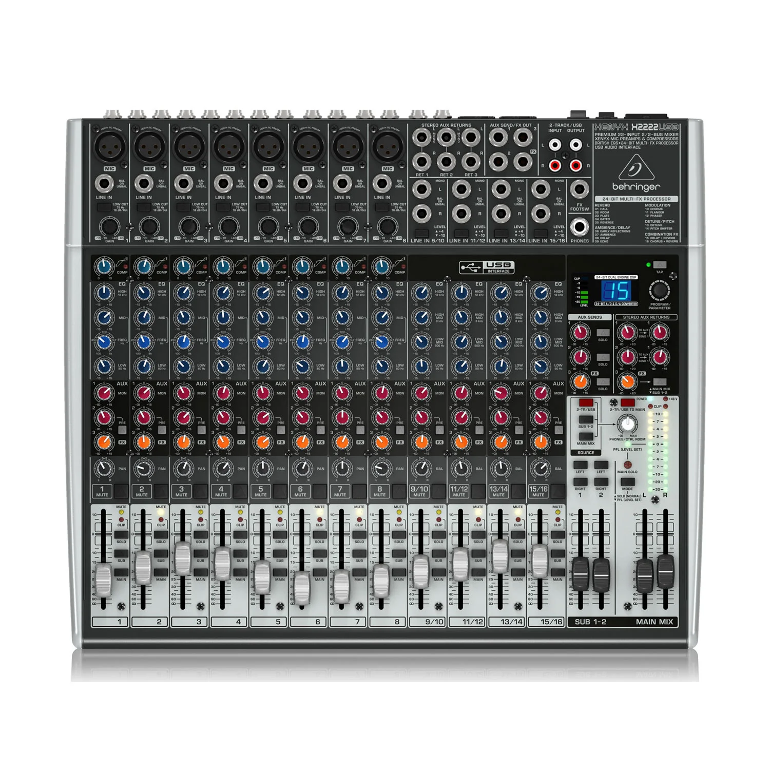 Φωτογραφία προϊόντος: Behringer XENYX X2222USB - Κονσόλα μίξης ήχου 22 εισόδων με Multi-FX και USB