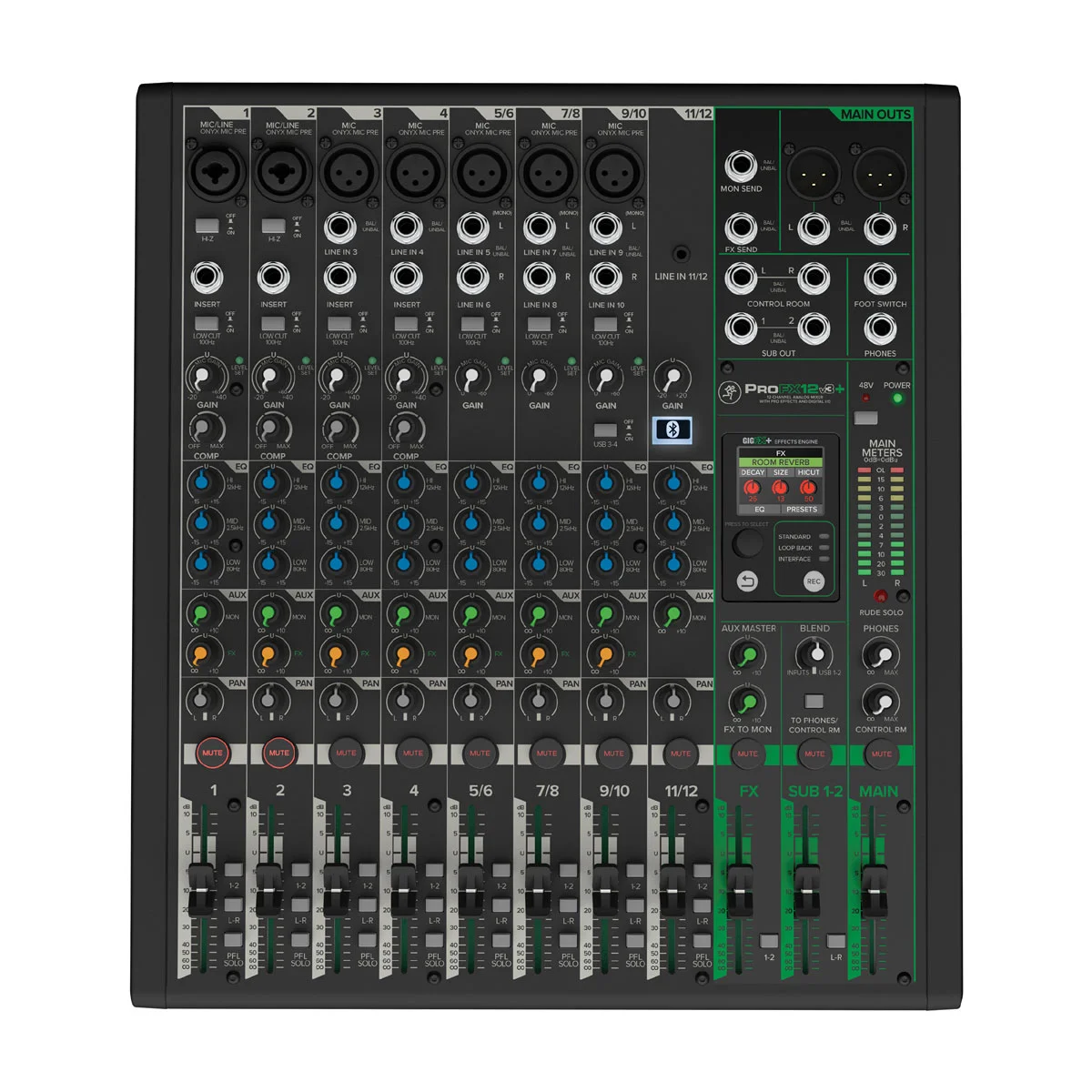 Φωτογραφία προϊόντος: Mackie ProFX12v3+ - Επαγγελματική αναλογική κονσόλα 12 καναλιών με USB
