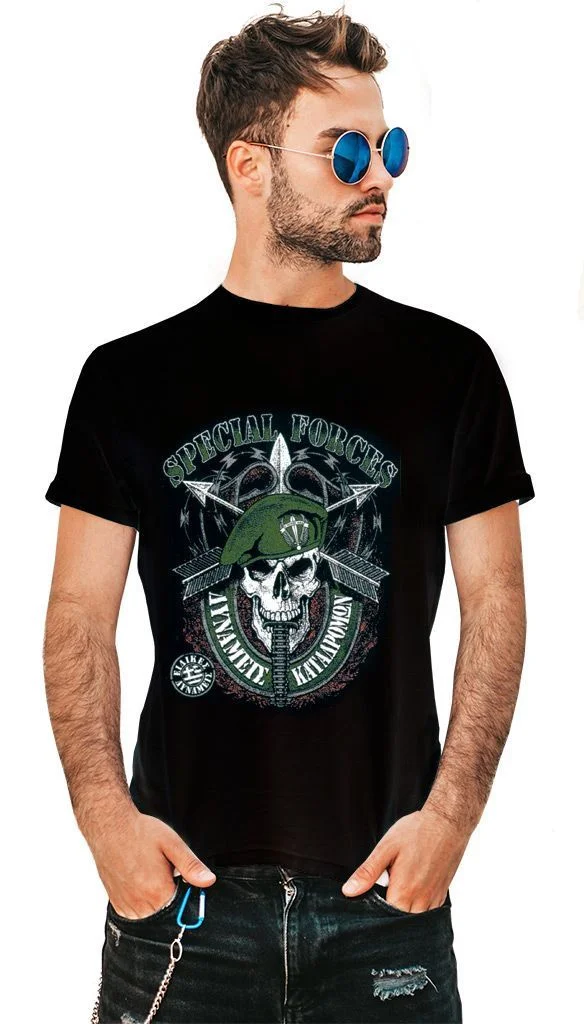 Φωτογραφία προϊόντος: Prime T-Shirt Μαύρο με σχέδιο Δυνάμεις Καταδρομών 9255