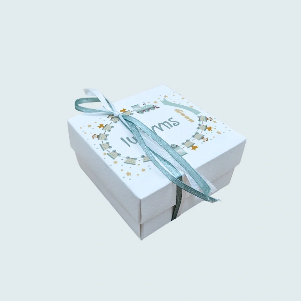 Φωτογραφία προϊόντος: Ecobags Μπομπονιέρα Βάπτισης Κουτάκι με Εκτύπωση και Κουφέτα Χατζηγιαννάκης Θέμα Τρενάκι Με Ζωάκια