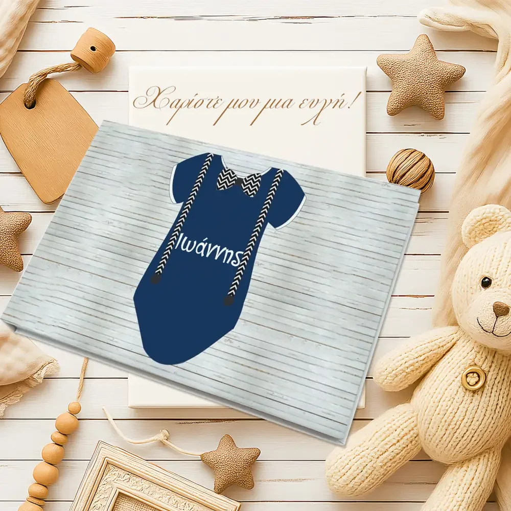 Φωτογραφία προϊόντος: Ecobags Βιβλίο Ευχών Βάπτισης με Θέμα Φορμάκι Μωρού Με Τιράντες