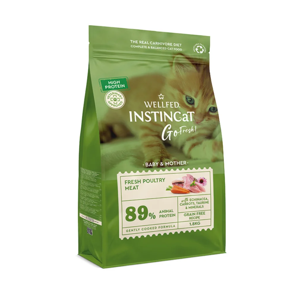 Φωτογραφία προϊόντος: Wellfed Dry Food Wellfed INSTINCat Go Fresh Baby + Mother με Πουλερικά – Ξηρά Τροφή για Γατάκια + Θηλάζουσες Γάτες 4,5kg