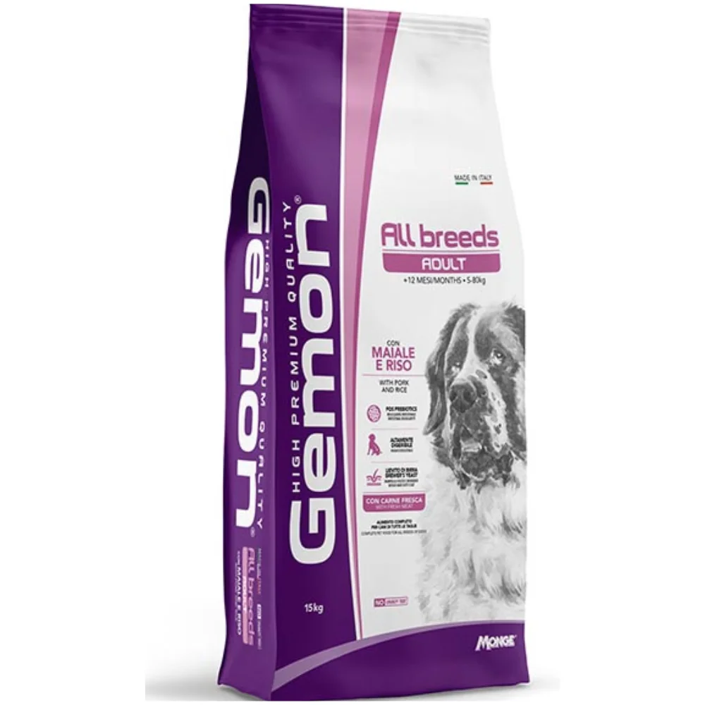Φωτογραφία προϊόντος: Gemon Dog All Breeds Adult with Pork and Rice 15kg (13+2kg Δώρο)