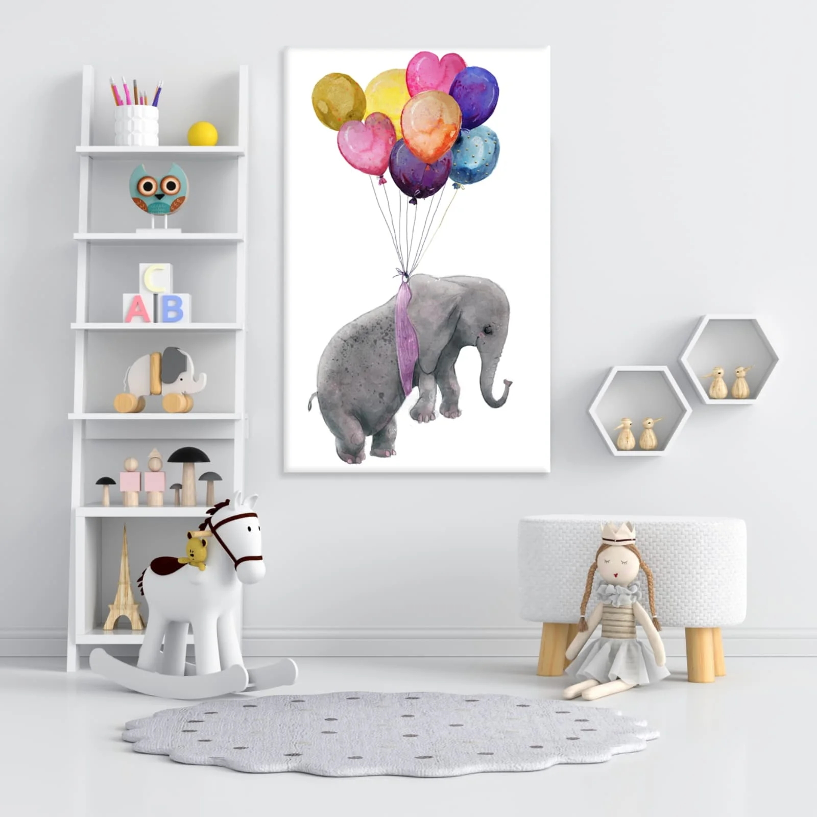 Φωτογραφία προϊόντος: Πίνακας Σε Καμβά - Sweet Elephant With Balloons