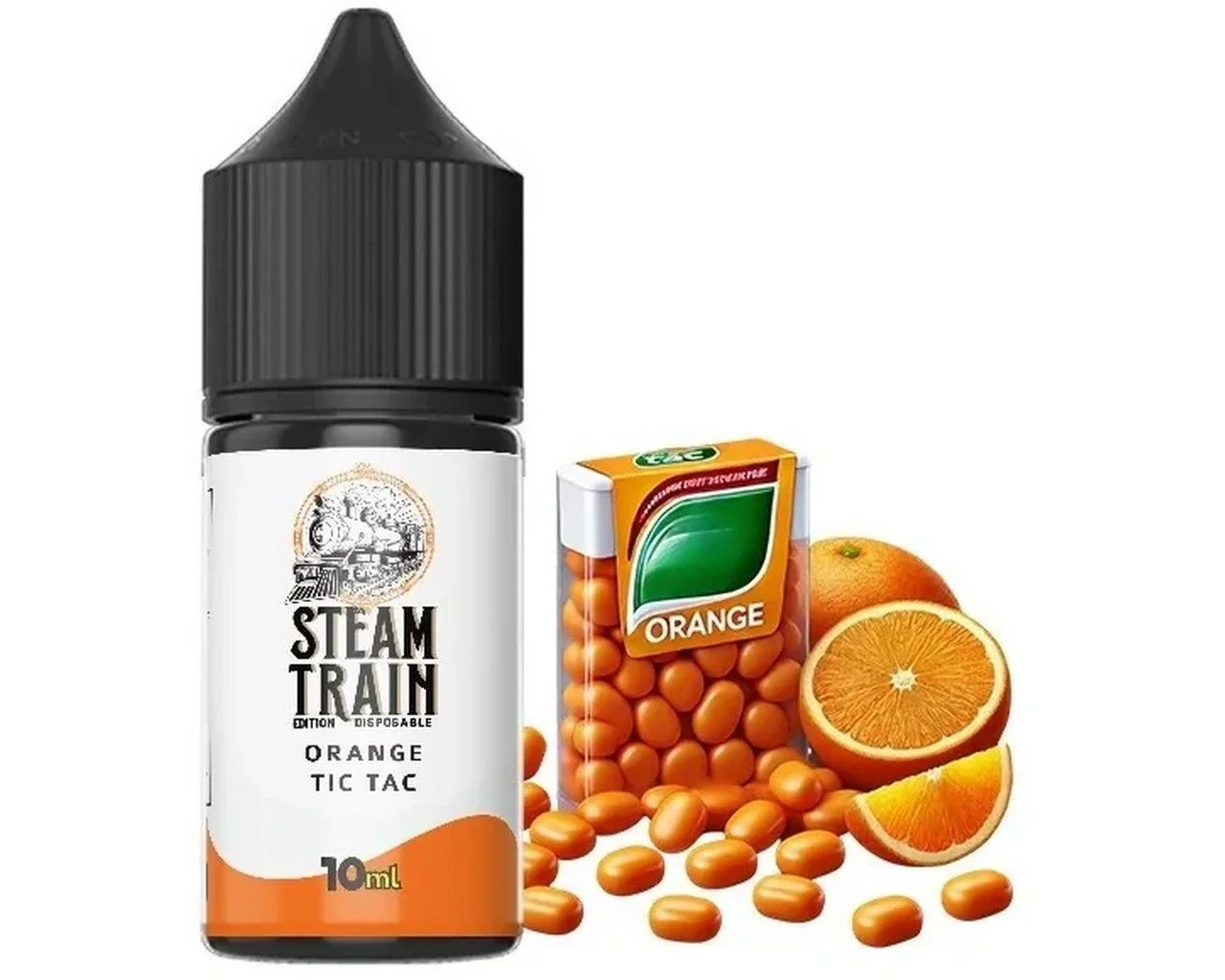 Φωτογραφία προϊόντος: Steam Train Disposable Edition Flavorshot Orange Tic-Tac 10ml/30ml
