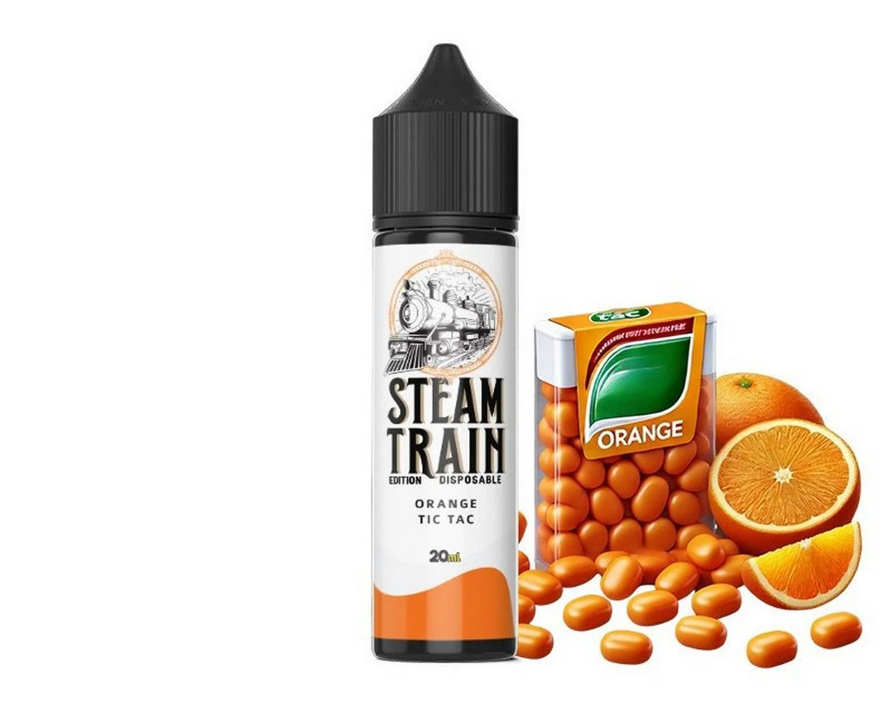 Φωτογραφία προϊόντος: Steam Train Disposable Edition Flavorshot Orange Tic-Tac 20ml/60ml