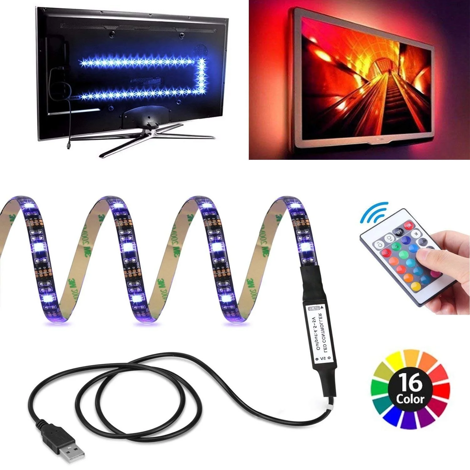 Φωτογραφία προϊόντος: OEM Κιτ Κρυφού Φωτισμού RGB 5V USB για Τηλεοράσεις & Τηλεχειριστήριο
