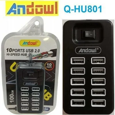 Φωτογραφία προϊόντος: OEM Andowl Q-HU801 USB 2.0 Hub 10 Θυρών με σύνδεση USB-A