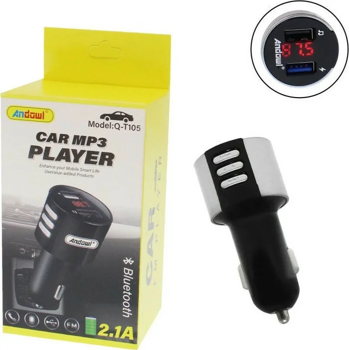 Φωτογραφία προϊόντος: OEM Andowl FM Transmitter Αυτοκινήτου Q-T105 με USB / Bluetooth