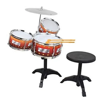 Φωτογραφία προϊόντος: OEM Σετ Παιδικά Drums Jazz με 3 Τύμπανα με Σκαμπό, Μπαγκέτες και Πιατίνι