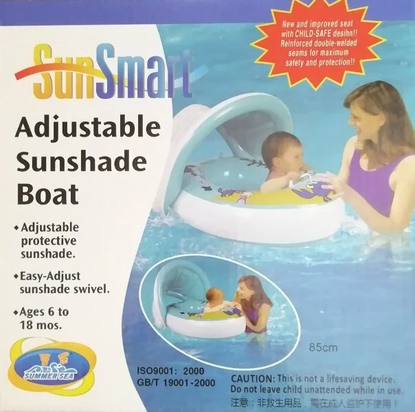 Φωτογραφία προϊόντος: OEM Σωσίβιο Swimtrainer με Μήκος 85εκ. και Σκίαστρο Γαλάζιο SunSmart