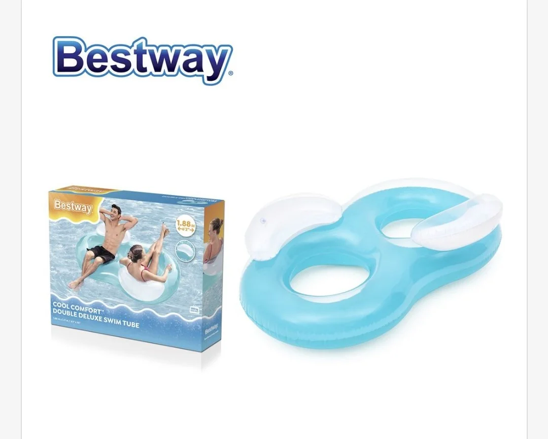 Φωτογραφία προϊόντος: OEM Bestway Φουσκωτή Πολυθρόνα Διπλή με Χειρολαβές Τιρκουάζ 188×117 cm